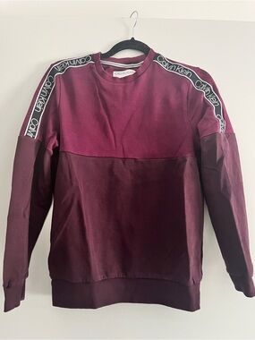 Calvin Klein Men's Burgundy Maroon Colorblock Crewneck Sweater